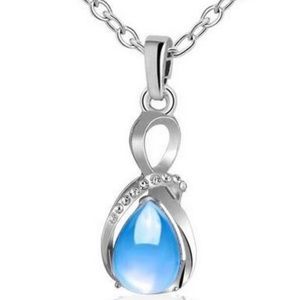 Blue Crystal Water Drop Necklace Charm